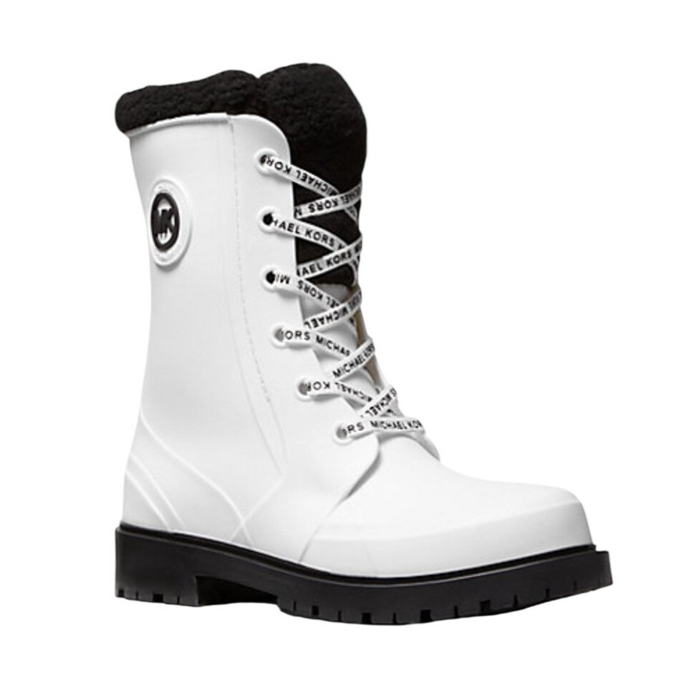 Michael Kors Whute Montaigne Faux Shearling-Lined PVC Rain Boot Size 6 - Picture 2 of 12